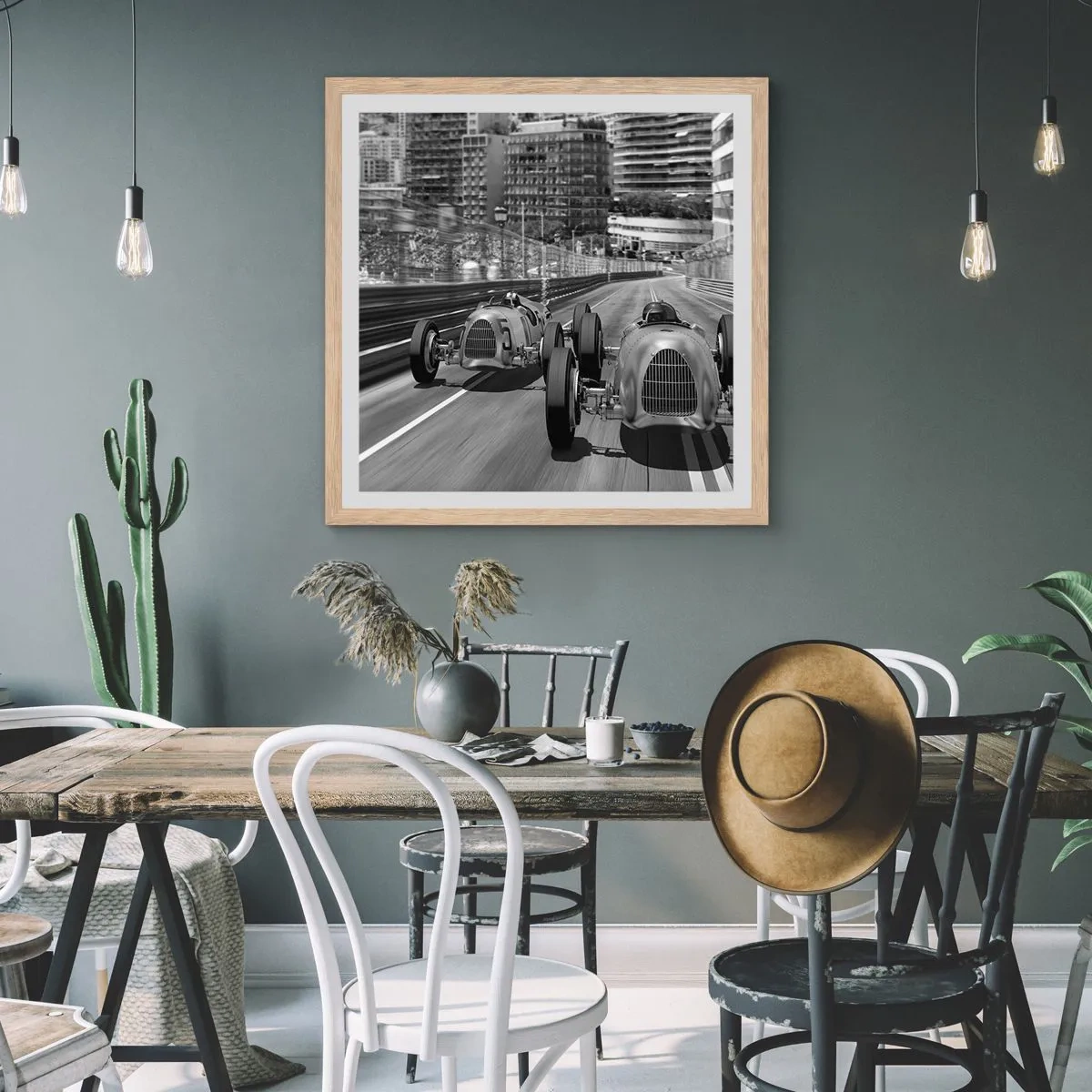 Poszter világos tölgy keretben - Réges-régen Monte Carlóban - 50x50 cm