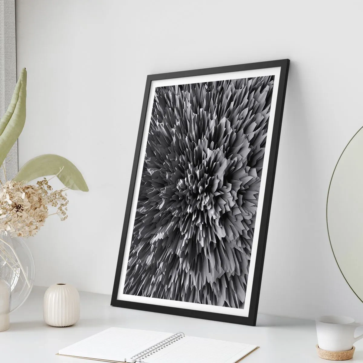 Poszter fehér keretben - Fekete-fehér absztrakt kompozíció geometriai alakzatokkal - 50x70cm - Ennél élesebb már nem lehet. - Modern fali dekoráció nappalihoz és hálószobához ARTTOR