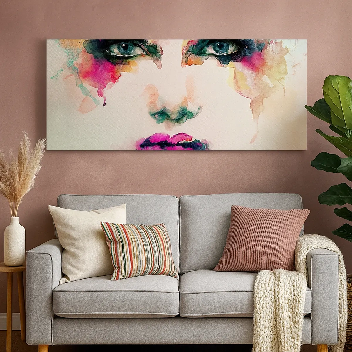 Vászonkép - Szivárvánnyal festett portré - 30x30 cm