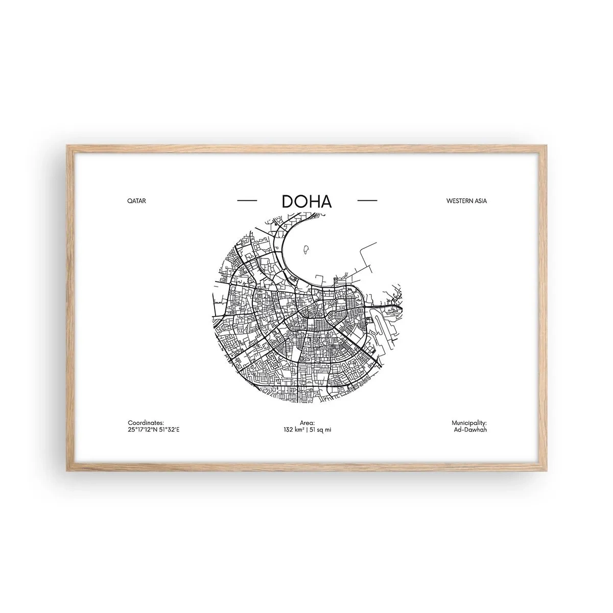 Poszter világos tölgy keretben - Doha anatómiája - 91x61 cm