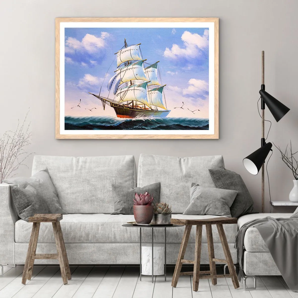 Poszter világos tölgy keretben - Büszkén a széllel - 100x70 cm