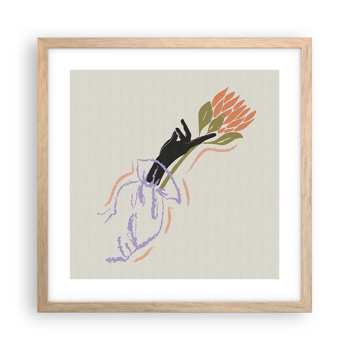 Poszter világos tölgy keretben - Egy testvéri érintés - 40x40 cm