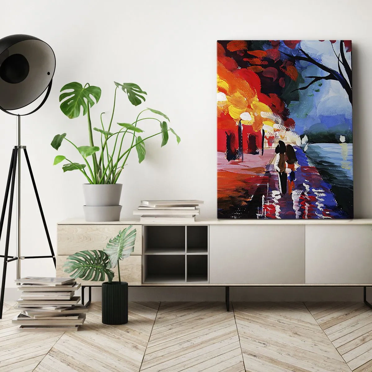 Vászonkép - Lángoló ősz a parkban - 55x100 cm