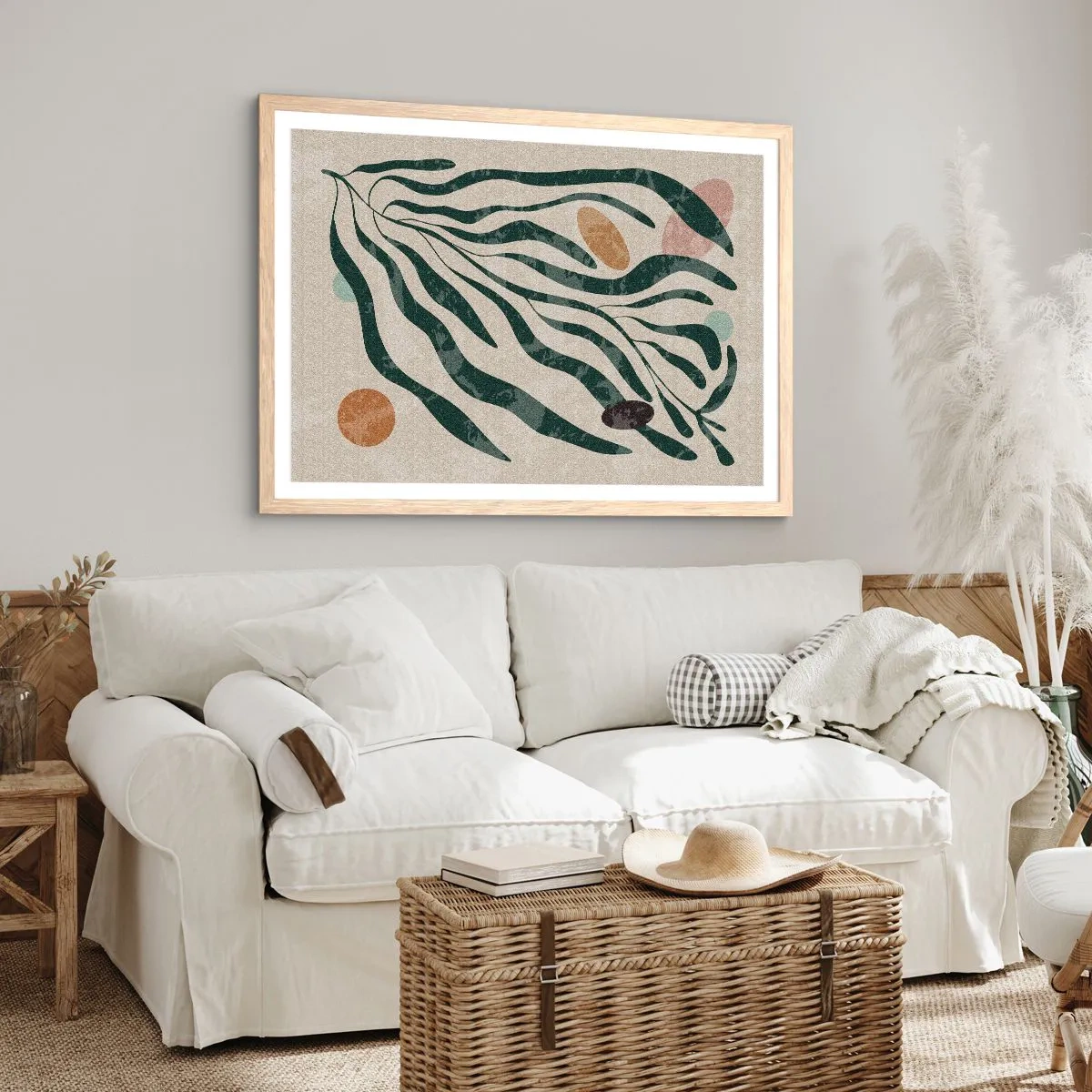 Poszter világos tölgy keretben - Zöldek között - 100x70 cm