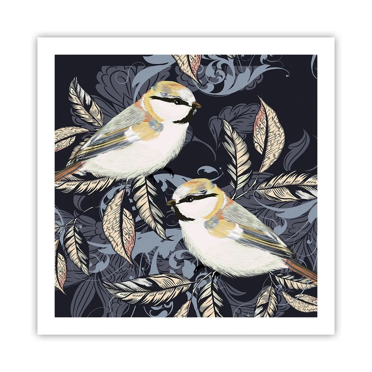 Poszter - Sárga-kék madárdal - 60x60 cm