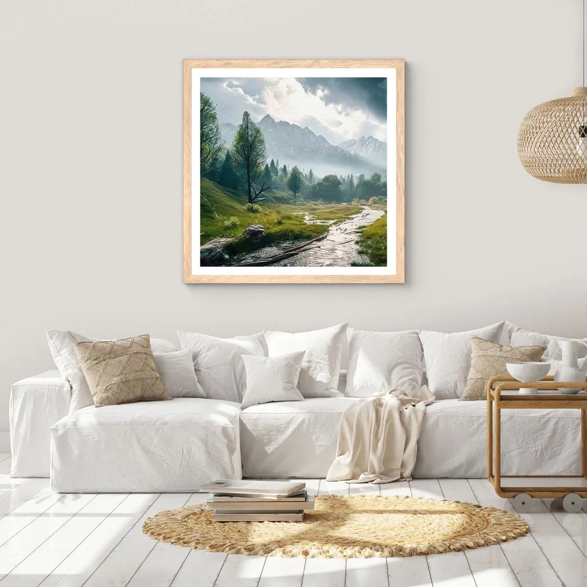 Poszter világos tölgy keretben - Oda és vissza - 40x40 cm