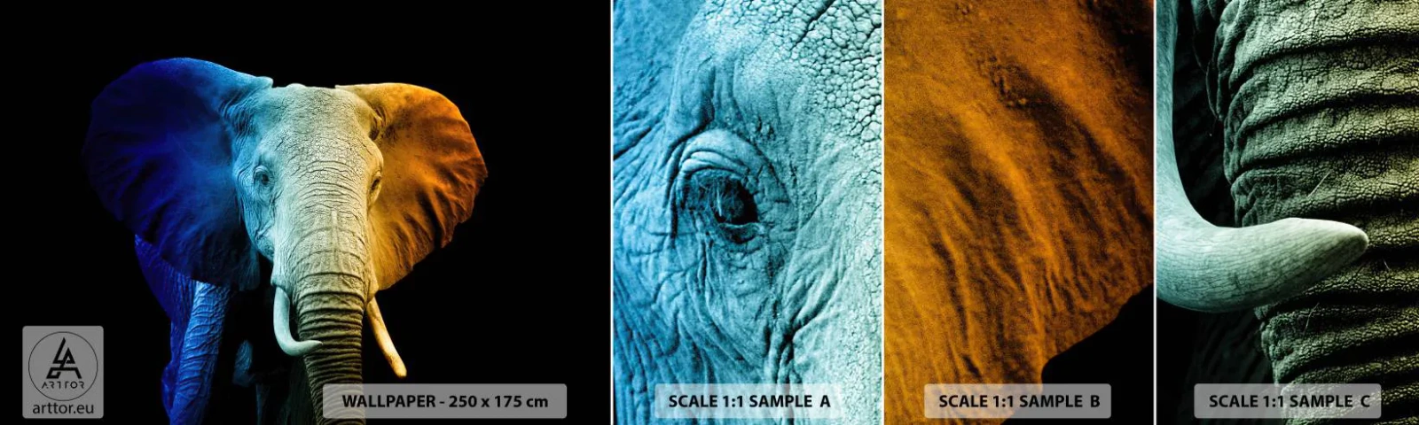 Fotótapéta Minta Standard Eco - Excentrikus, nem különc - Absztrakció, Elefánt, Állatok - 100x30 cm
