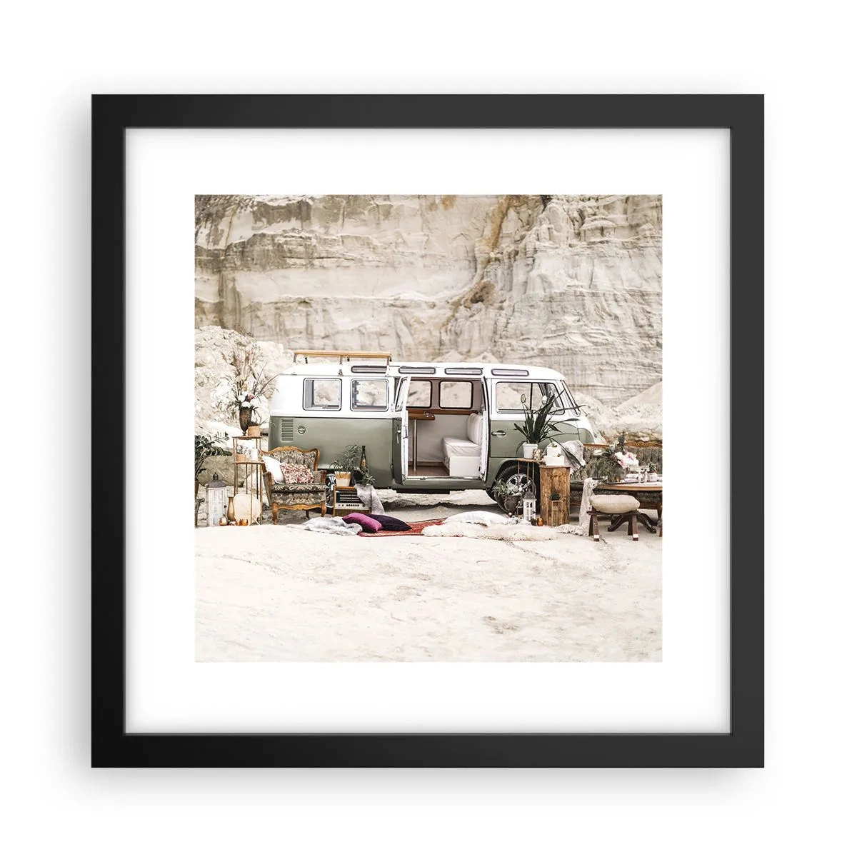 Poszter fehér keretben - Ideje elkezdeni az utazást - 30x30 cm