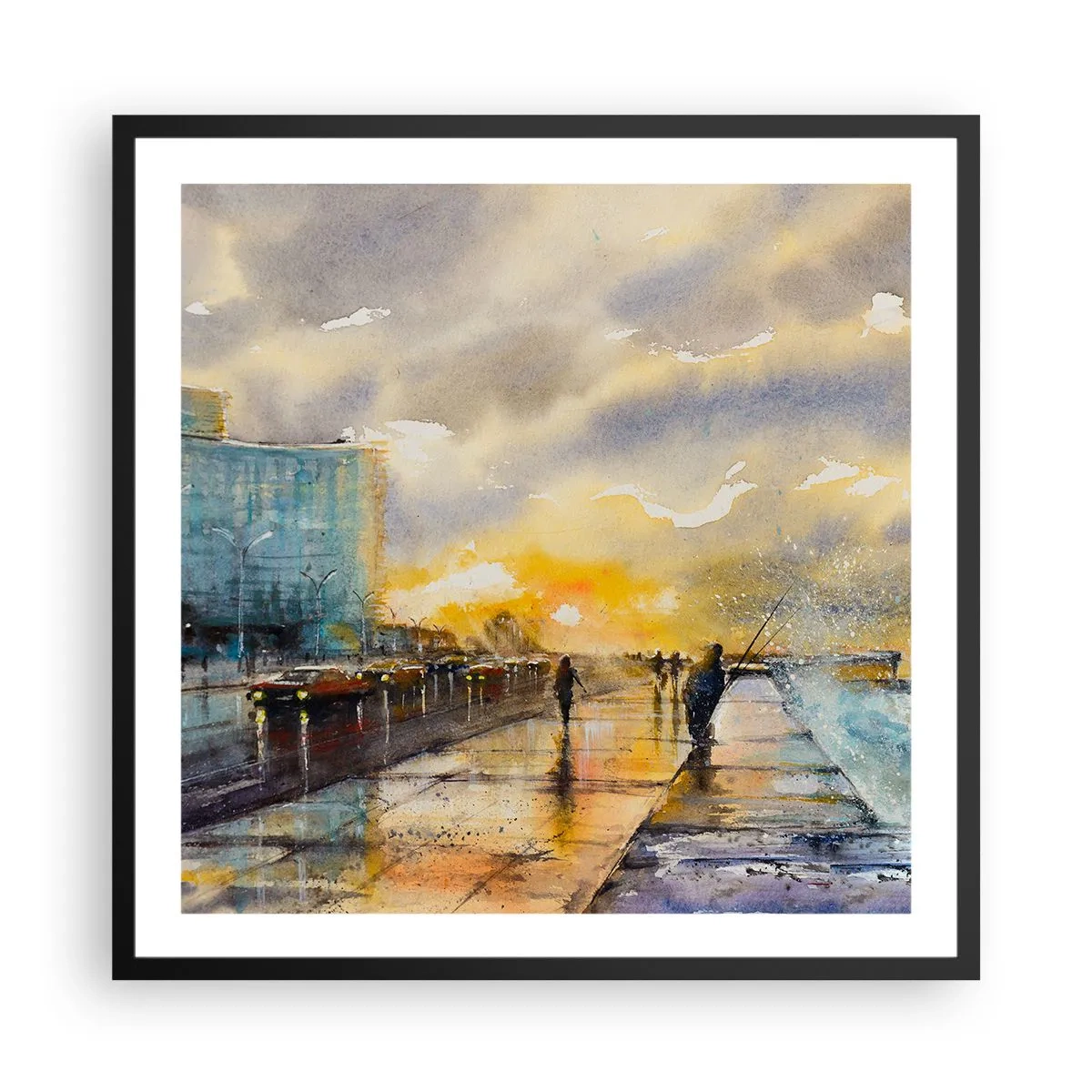 Poszter fehér keretben - Élet a parton - 60x60 cm