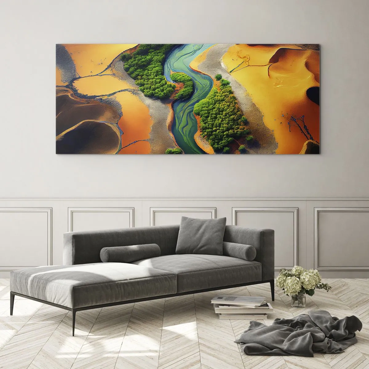 Üveg kép - Életetadó folyó - 100x40 cm