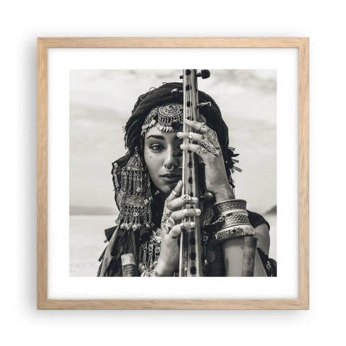 Poszter világos tölgy keretben - Csak a keleti zene - 40x40 cm