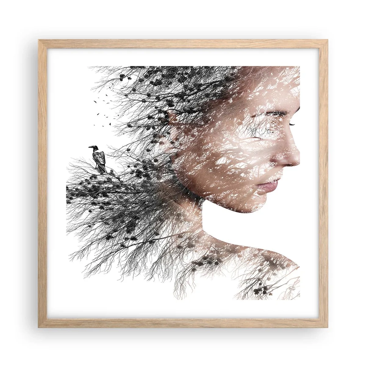 Poszter világos tölgy keretben - Az erdő szelleme - 50x50 cm
