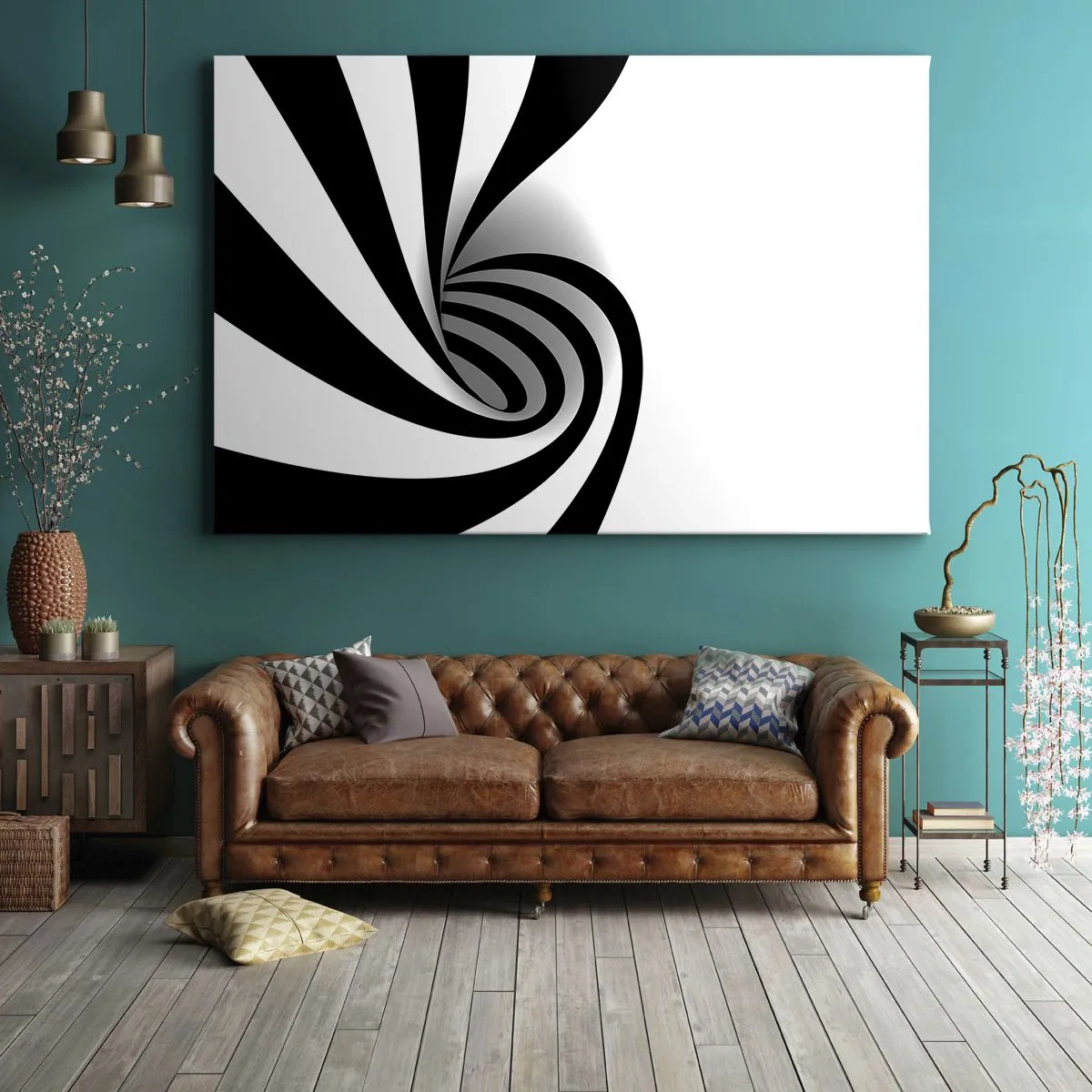 Vászonkép - Absztrakt fekete-fehér optikai örvény - 70x50cm - És mégis forog - Modern fali dekoráció nappalihoz és hálószobához ARTTOR