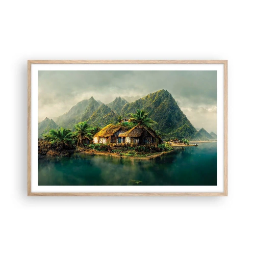 Poszter világos tölgy keretben - Trópusi paradicsom - 91x61 cm