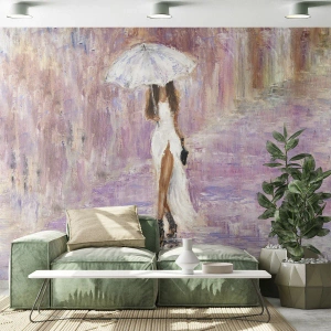 Öntapadós Fotótapéta Deluxe Sticker - A liliomos esőben - Nő, Divat, Sétálj az esőben - 250x175 cm