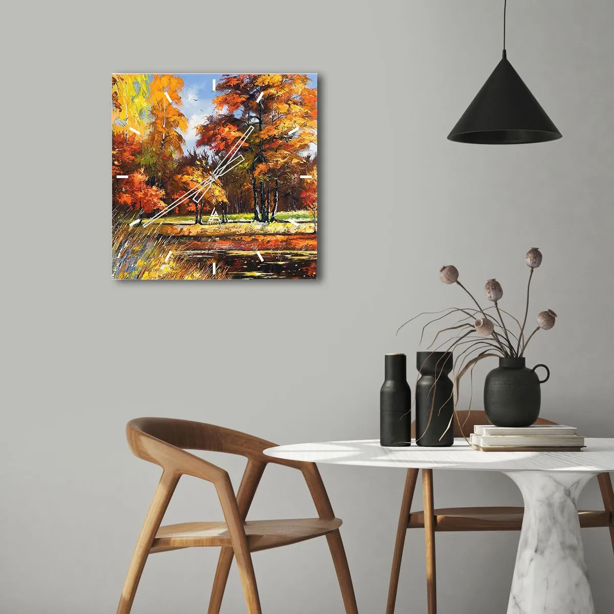 Falióra, Óra - Tájkép aranyban és bronzban - 30x30 cm