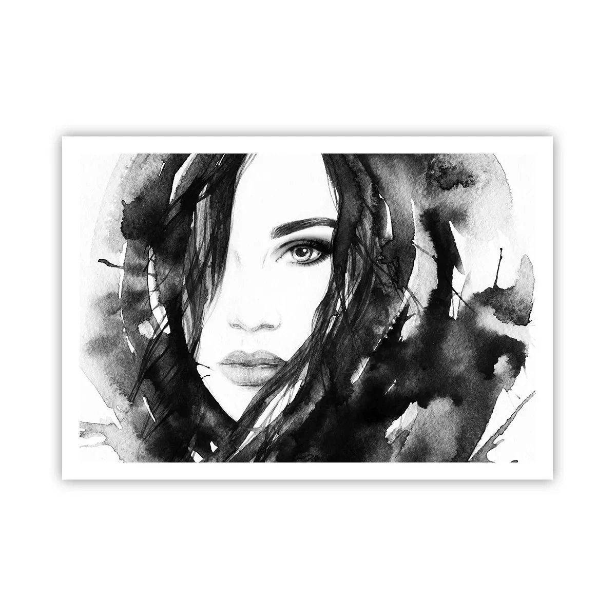 Poszter - Fekete-fehér hölgy portréja - 100x70 cm