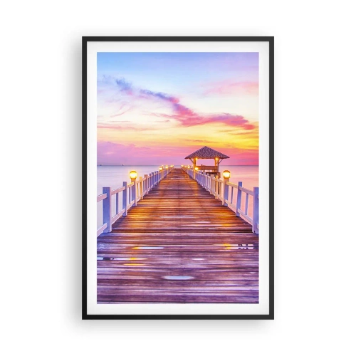 Poszter fehér keretben - Az est lilás-arany csendje - 61x91 cm