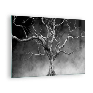 Üveg kép - Fekete fa a ködben - 70x50cm - Ősi és szent - Modern fali dekoráció nappalihoz és hálószobához ARTTOR