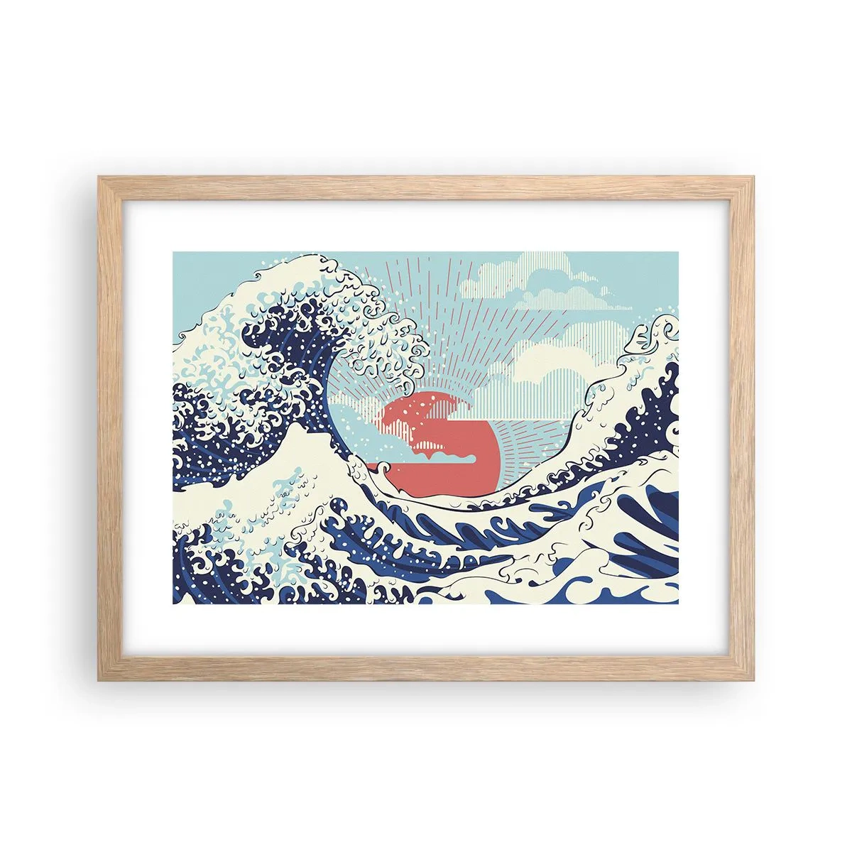 Poszter világos tölgy keretben - Japán inspirációból - 40x30 cm