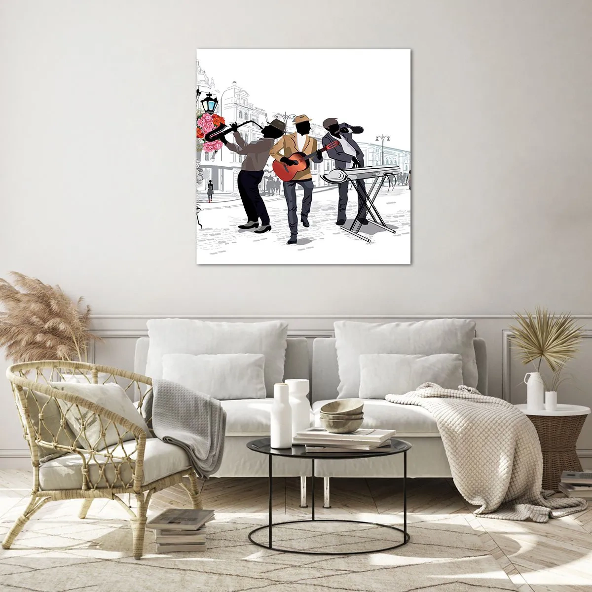 Üveg kép - Utcai zene - 30x30 cm