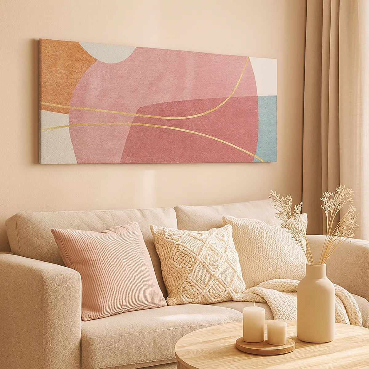 Vászonkép - Pasztell kompozíció aranyszálakkal - 30x30 cm