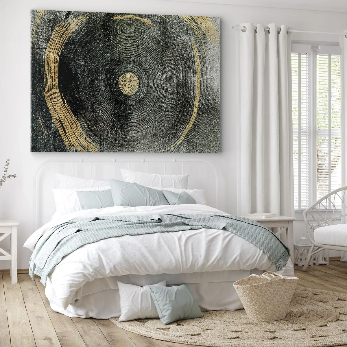 Vászonkép - Koncentrikus körök arany díszítéssel - 70x50cm - Változás és időtartam - Modern fali dekoráció nappalihoz és hálószobához ARTTOR
