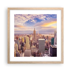 Poszter világos tölgy keretben - Elérni a felhőket - 40x40 cm