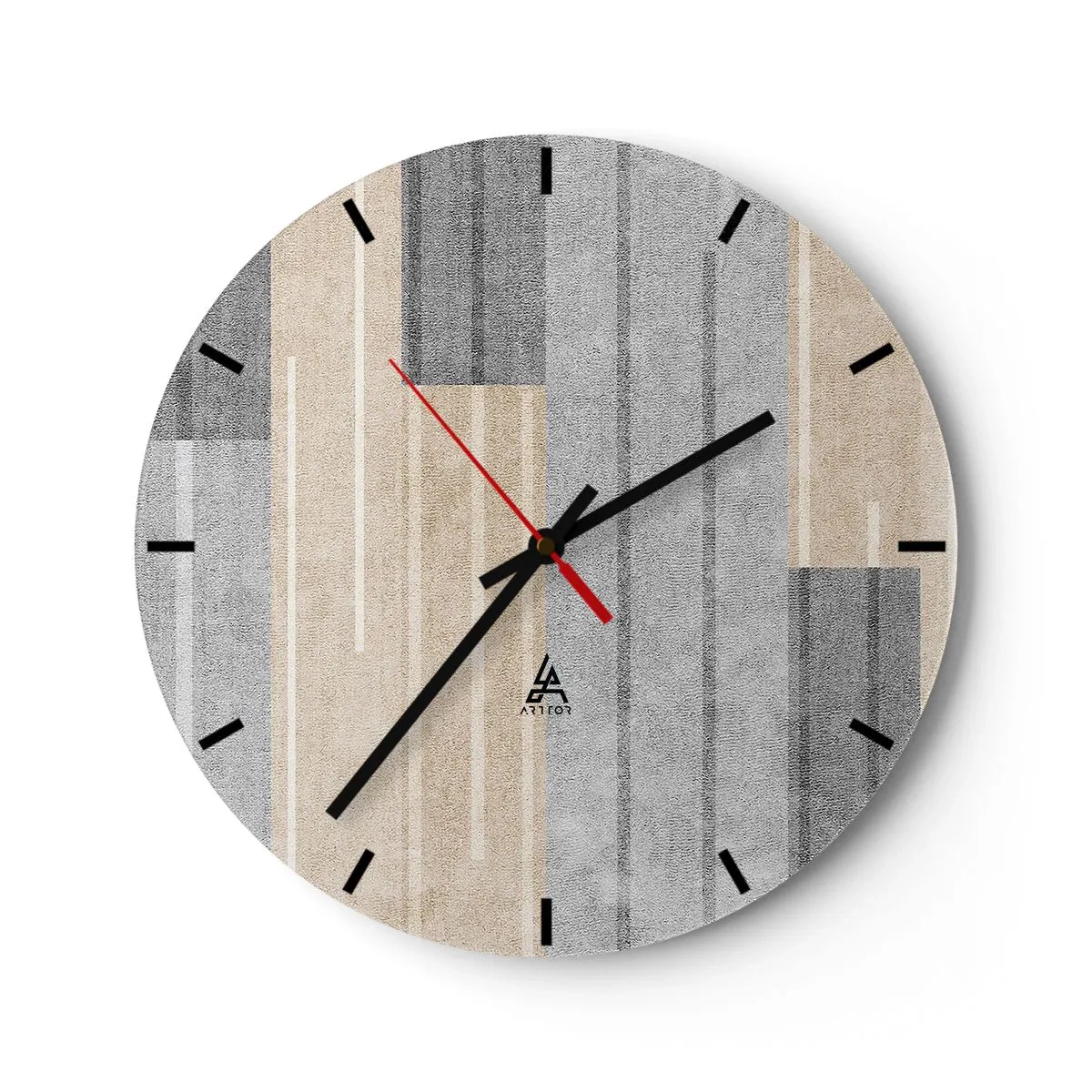 Falióra, Óra - Geometrikus kompozíció függőleges csíkokkal szürke árnyalatokban - 30x30cm - Kompozíció: tartsa a függőlegeset - Modern fali dekoráció nappalihoz, konyhához és hálószobához ARTTOR
