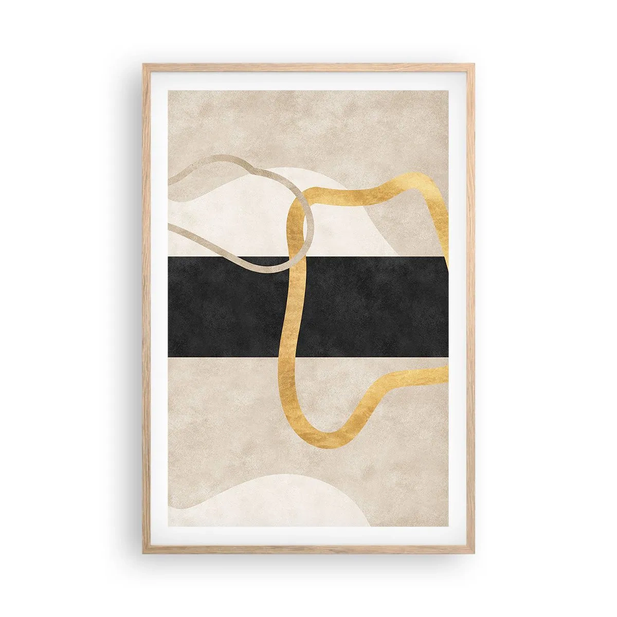 Poszter világos tölgy keretben - Hurkolt formák - 61x91 cm