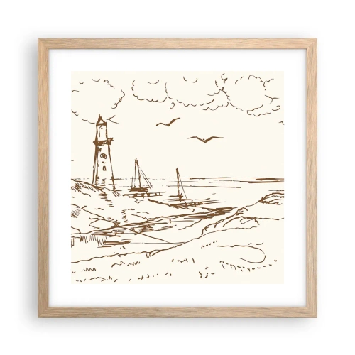 Poszter világos tölgy keretben - A nyár emlékeinek vázlata - 40x40 cm