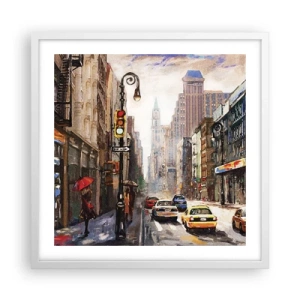 Poszter fekete keretben - New York – esőben is színes - 50x50 cm
