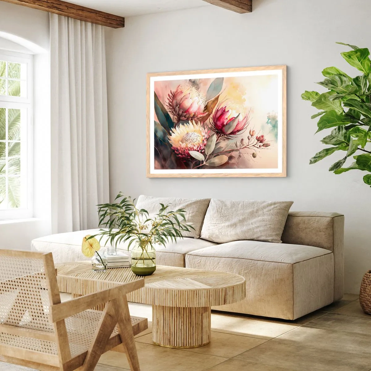 Poszter világos tölgy keretben - Profilból és en face - 40x30 cm