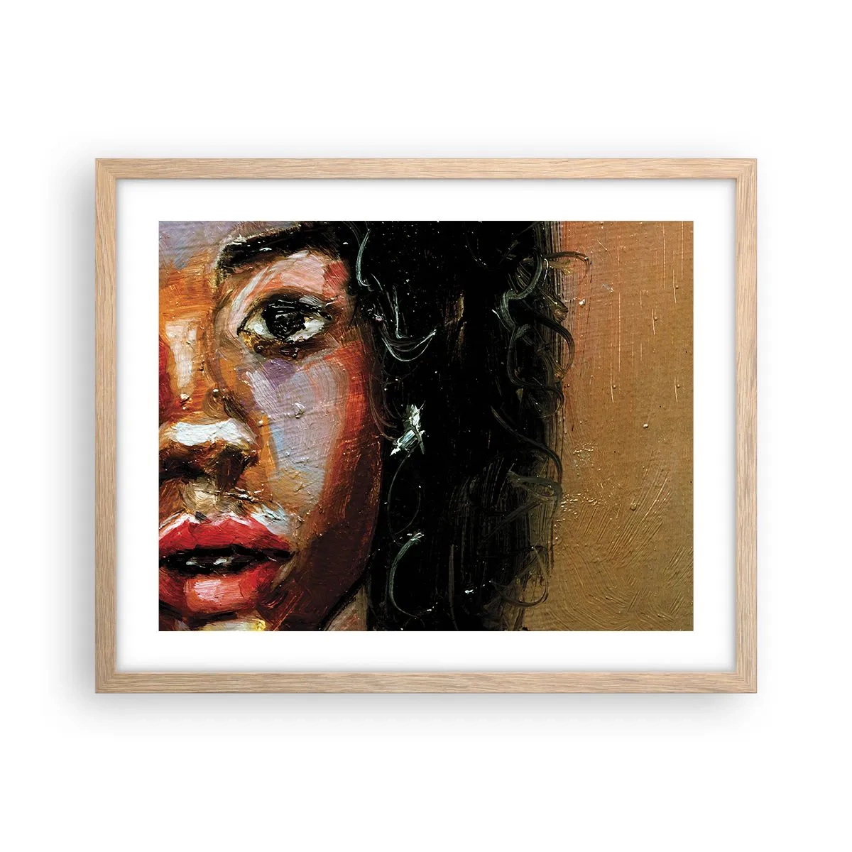 Poszter világos tölgy keretben - Fekete és fény - 50x40 cm