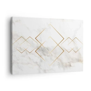 Vászonkép - Minimalista arany rombuszok márvány alapon - 70x50cm - Kilátás a végtelenbe - Modern fali dekoráció nappalihoz és hálószobához ARTTOR