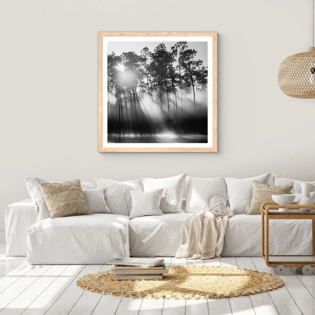 Poszter világos tölgy keretben - Megállíthatatlan nap - 60x60 cm