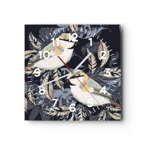 Falióra, Óra - Sárga-kék madárdal - 40x40 cm