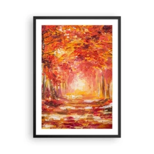 Poszter fehér keretben - Egy festői sugárút őszi színekben - 50x70cm - Rézerdő - Modern fali dekoráció nappalihoz és hálószobához ARTTOR