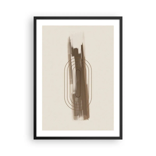 Poszter fehér keretben - Geometriai forma barna és bézs árnyalatokban - 50x70cm - Szürke fuvallat - Modern fali dekoráció nappalihoz és hálószobához ARTTOR