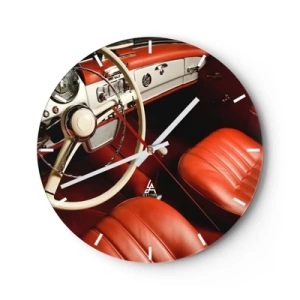 Falióra, Óra - Klasszikus autóbelső piros ülésekkel - 30x30cm - Luxus vintage stílusban - Modern fali dekoráció nappalihoz, konyhához és hálószobához ARTTOR