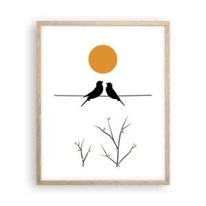 Poszter világos tölgy keretben - Fülemüle este - 40x50 cm