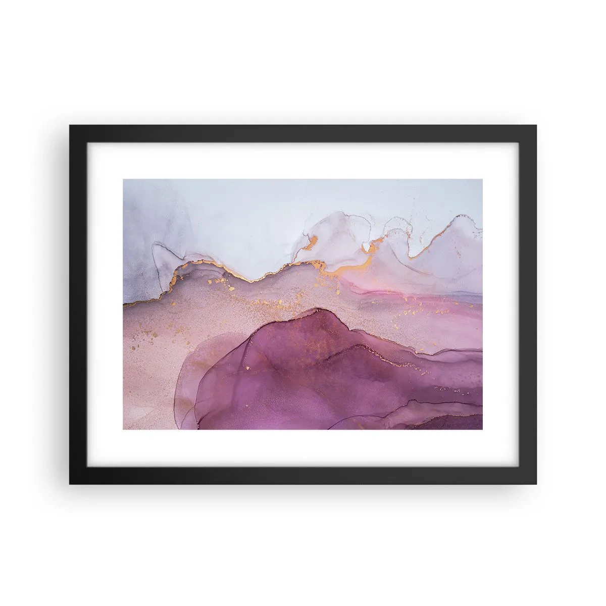 Poszter fehér keretben - Lila és orgonaszínű hullámok - 40x30 cm