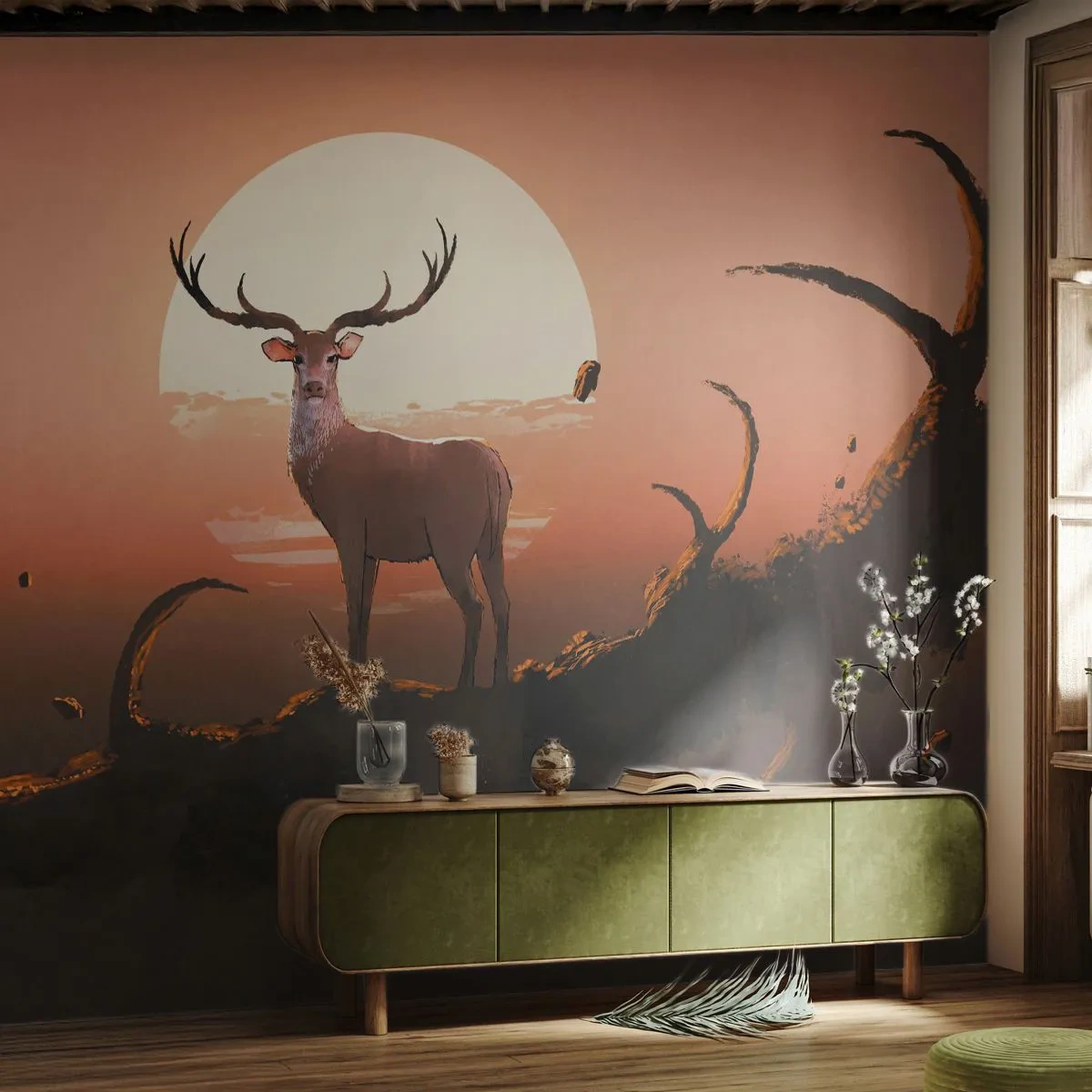 Fotótapéta Premium Canvas - Ez az éjszaka nem hasonlít a többihez - Absztrakció, Szarvas, Darab - 400x280 cm