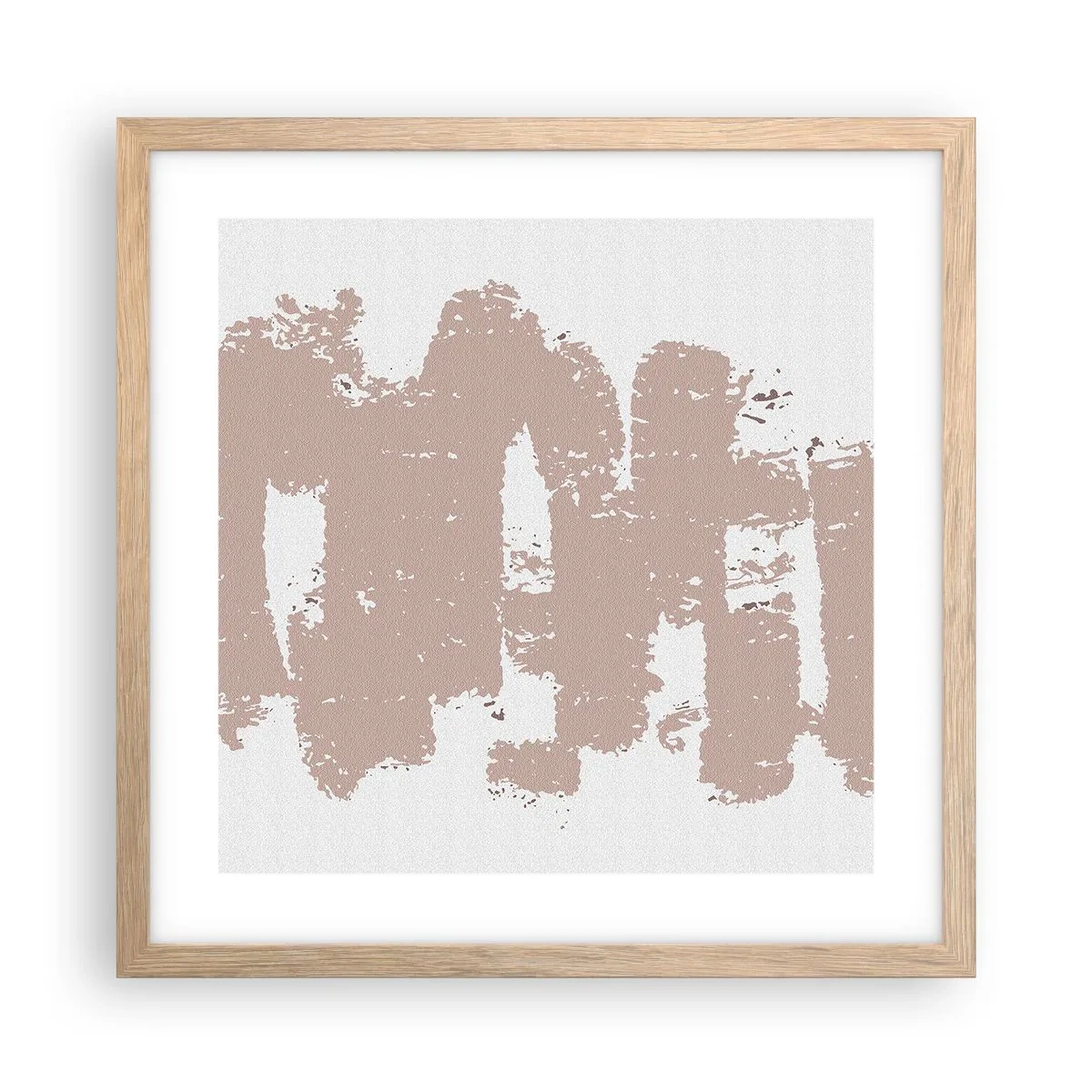Poszter világos tölgy keretben - Absztrakció lágy rózsaszínben - 40x40 cm
