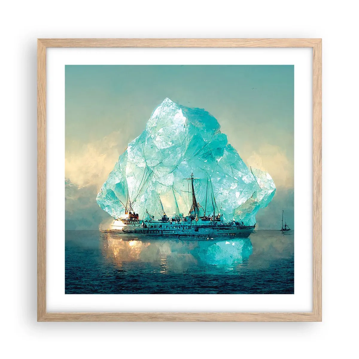 Poszter világos tölgy keretben - Sarkvidéki gyémánt - 50x50 cm