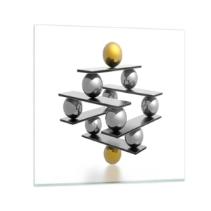 Üveg kép - Arany-ezüst egyensúly - 40x40 cm