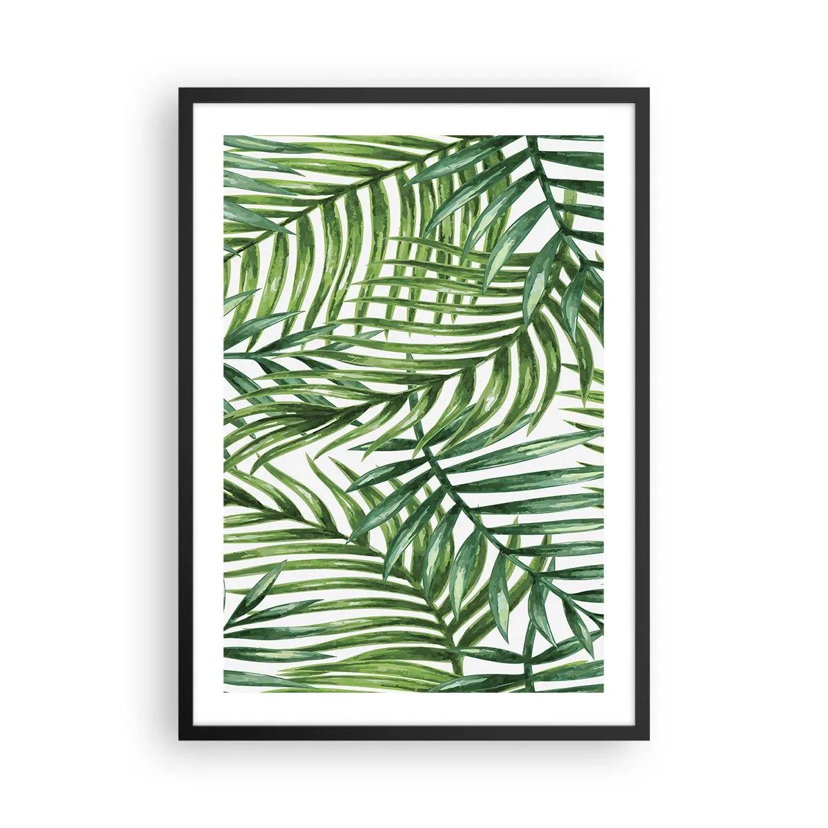 Poszter fehér keretben - Pálmafák minimalista botanikai mintázatban - 50x70cm - A zöld lombkorona alatt - Modern fali dekoráció nappalihoz és hálószobához ARTTOR