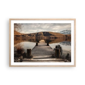 Poszter világos tölgy keretben - Táj a csendben - 70x50 cm