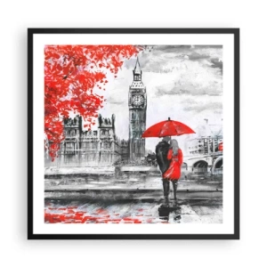 Poszter fehér keretben - Szerelmesek Londonban - 60x60 cm