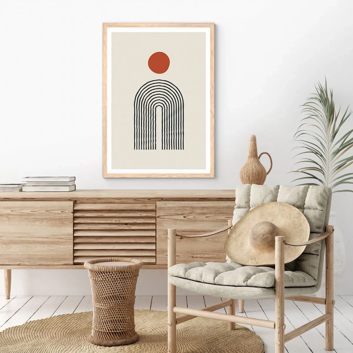 Poszter világos tölgy keretben - Formák és színek vonzalma - 61x91 cm